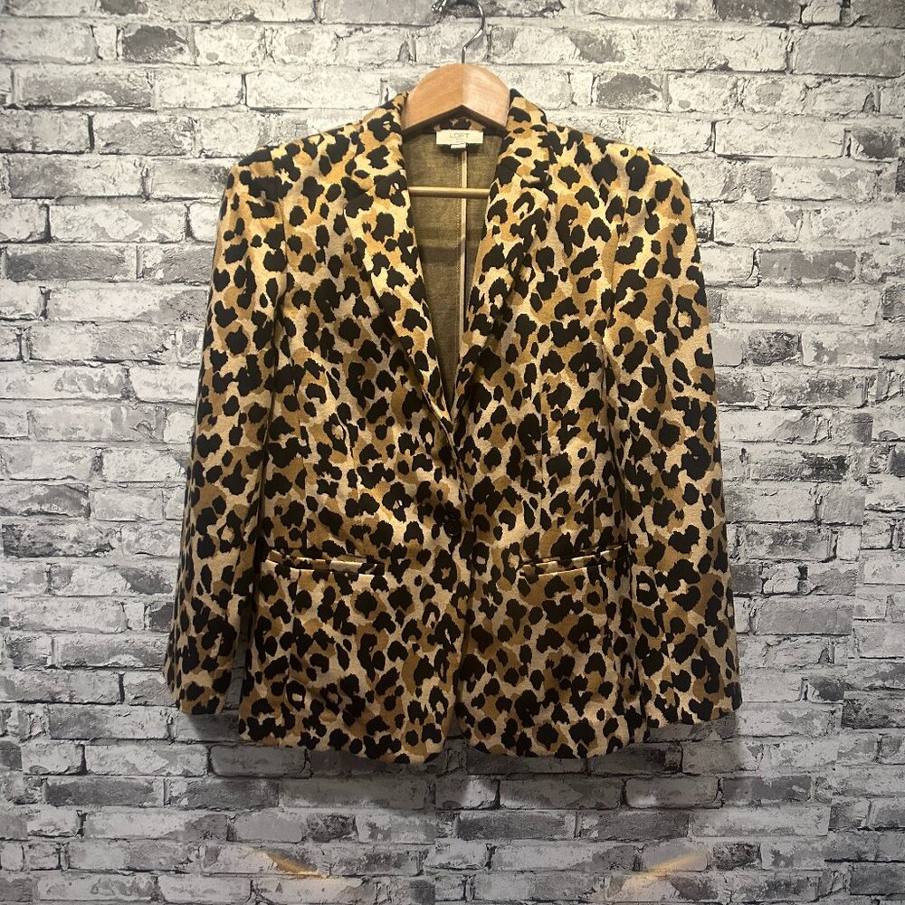 EUC LOFT Leopard One Button Blazer Jacket Women's Size Medium Petite